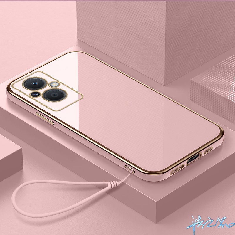 Ốp Điện Thoại Viền Dẻo Bề Mặt Mịn Kèm Dây Đeo Sang Trọng Cho Oppo Reno 7Z Case 6Z 5 2F 2 2Z 4 3