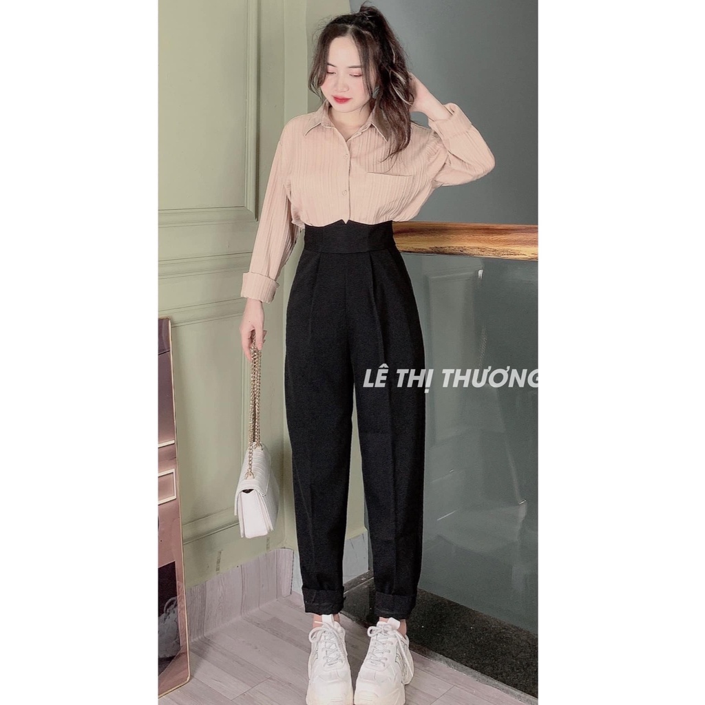 Quần baggy lưng cao kiểu dáng mới lạ cạp tim sang trọng Thu Thảo Shop.M107