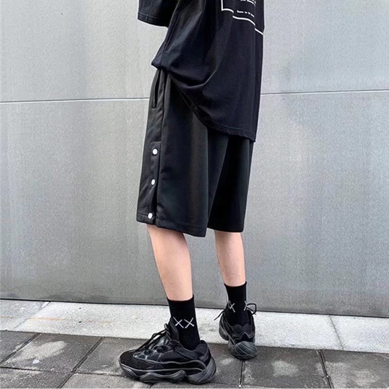 Quần Short Thể Thao Dáng Suông Cài Nút Bên Hông In Họa Tiết Phong Cách Hiphop Đường Phố Hàn Quốc Cho Nam Giới Có Size M-3XL