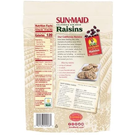 (Hàng air Mỹ - Date 2023) Nho khô 907g Organic SUNMAID Raisins