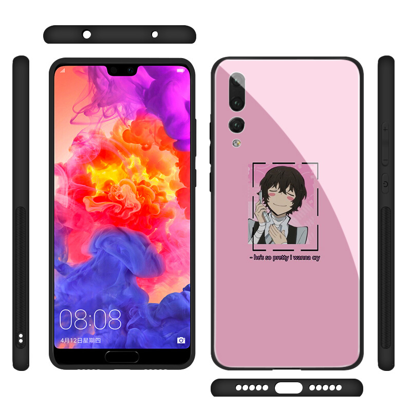 Ốp Điện Thoại Cạnh Mềm Mặt Kính Cường Lực Hình Bungou Stray Dogs R58 Cho Huawei Honor Y6 Y9 Mate 20 8x 9 10 Lite Pro 2018