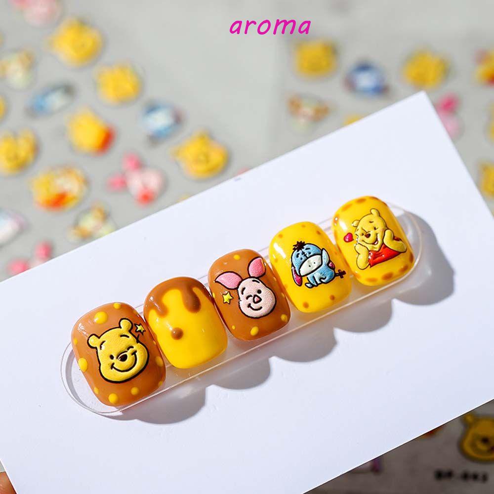 Miếng Dán Trang Trí Móng Tay 5D DIY Hình Gấu Pooh Xinh Xắn