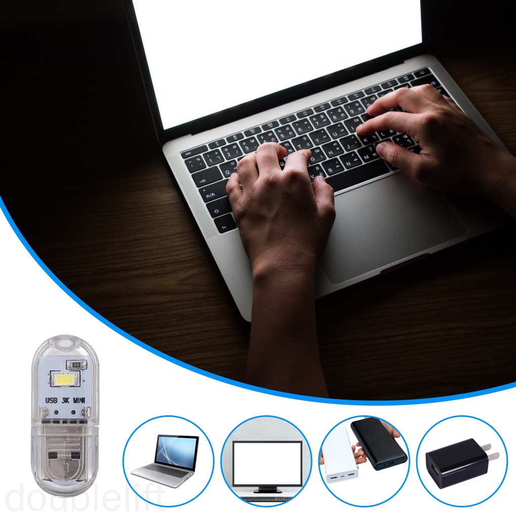 Đèn LED đọc sách cổng USB cỡ nhỏ bằng nhựa dùng gõ bàn phím máy tính