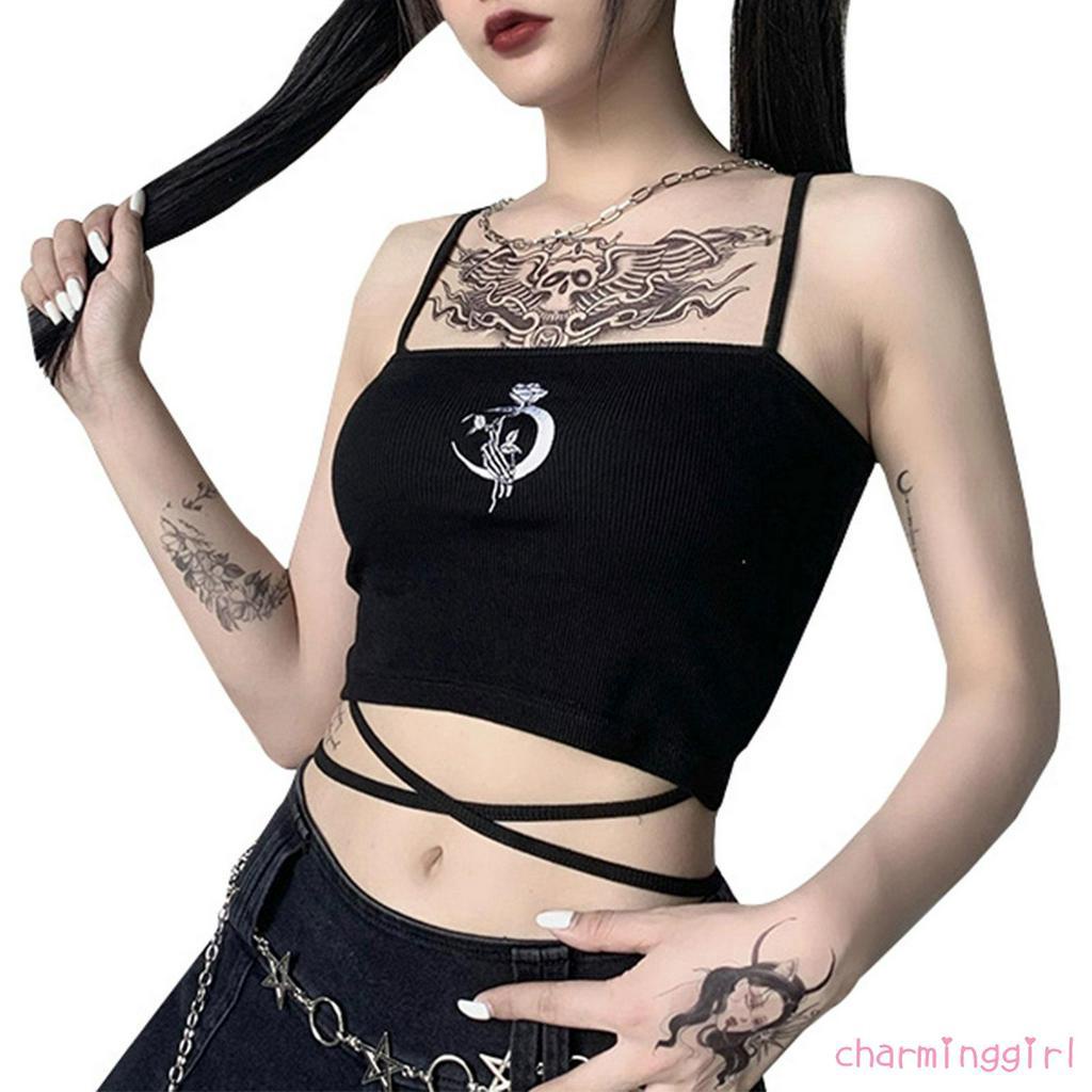 Áo Lửng Hai Dây Thêu Hoa Gợi Cảm Cho Nữ