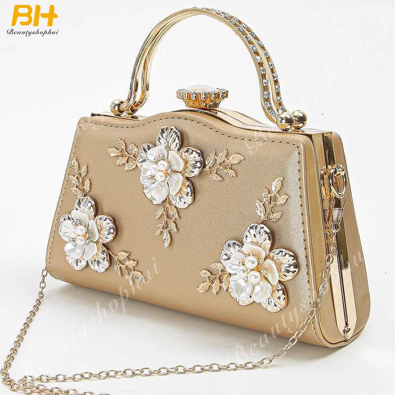 Túi Xách Dự Tiệc Đính Kim Cương Giả Phong Cách Âu Mỹ Sang Trọng Cho Nữ