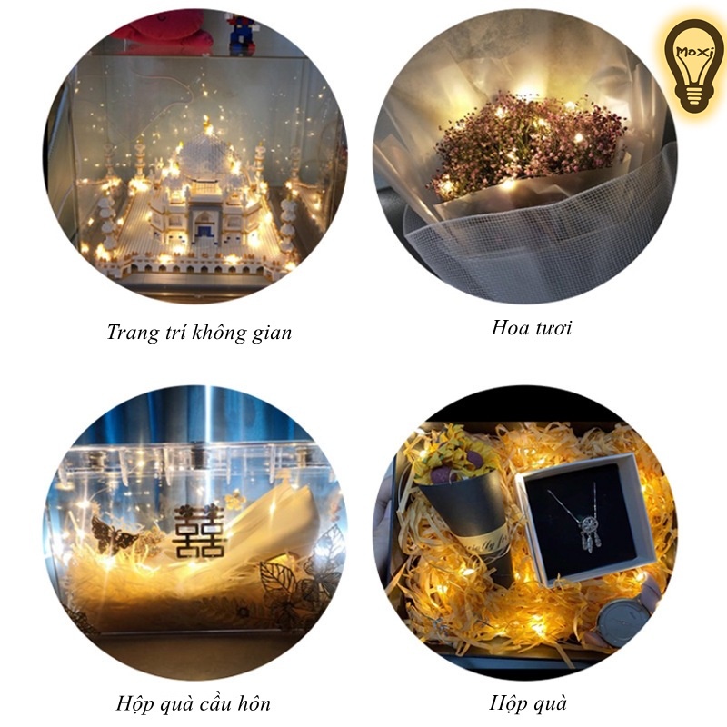 Đèn led 1M đom đóm dùng trang trí DECOR hộp quà, bánh kem, thiệp ,phòng ngủ MOXI.