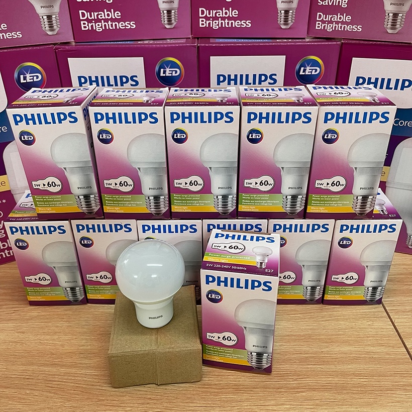 COMBO Mua 3 tặng 1 Bóng đèn LED Philips Ecobright 5W 3000K E27 A60 - Ánh sáng vàng