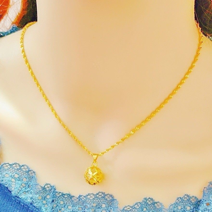【chuỗi hạt】Trang sức Trung Quốc đích thực mặt dây chuyền vàng nguyên chất nữ dây chuyền xương đòn ho