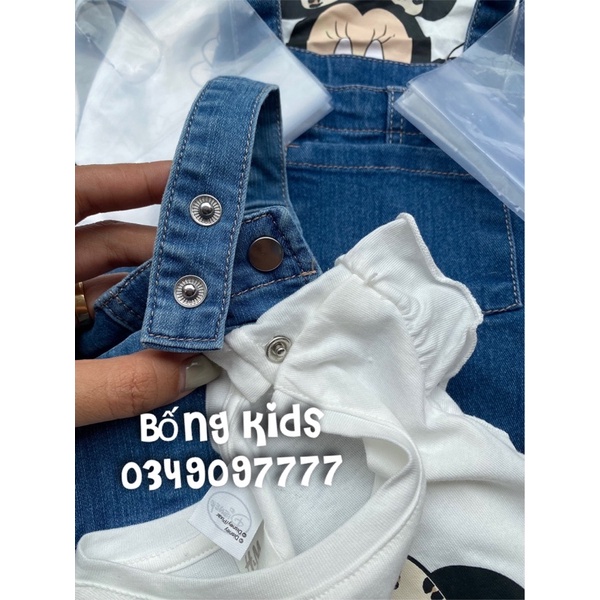 Set Yếm Váy Bé Gái Kèm Áo Minnie Denim HaM