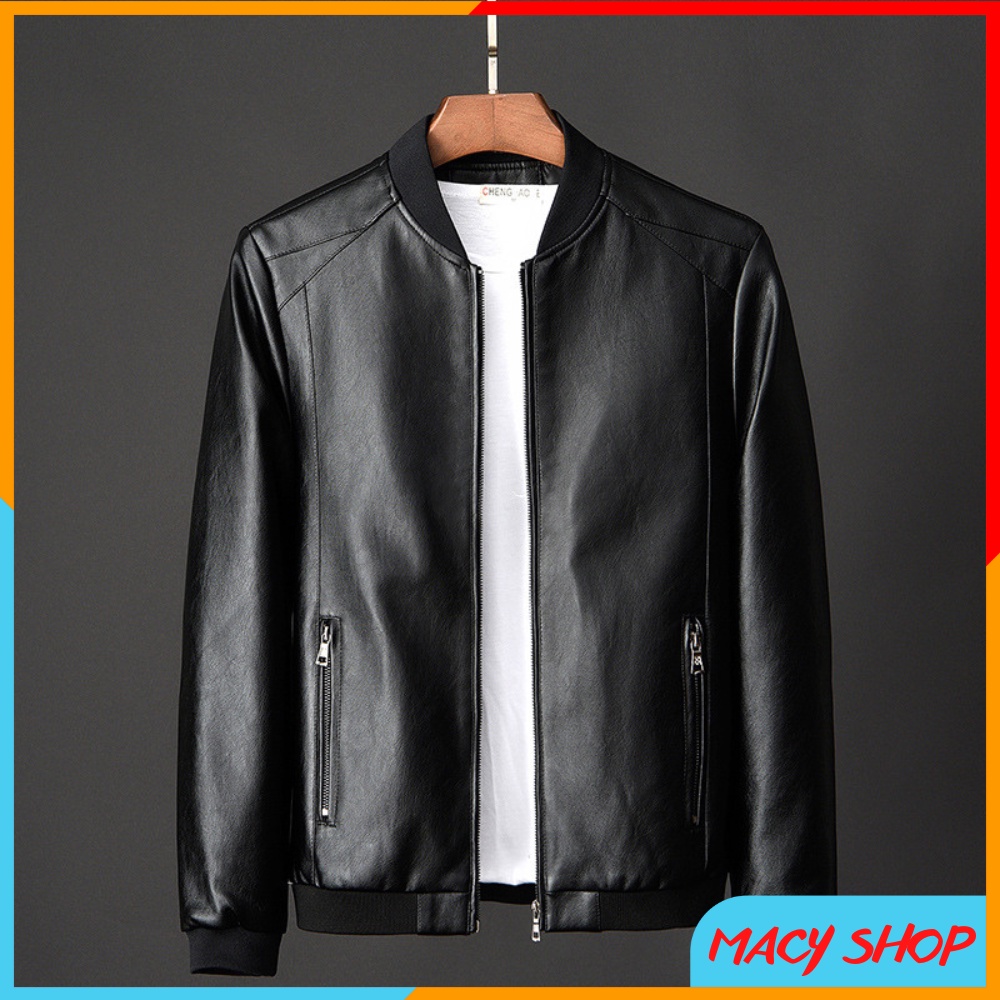 Áo khoác da nam Macy ADMACY2, áo bomber cao cấp