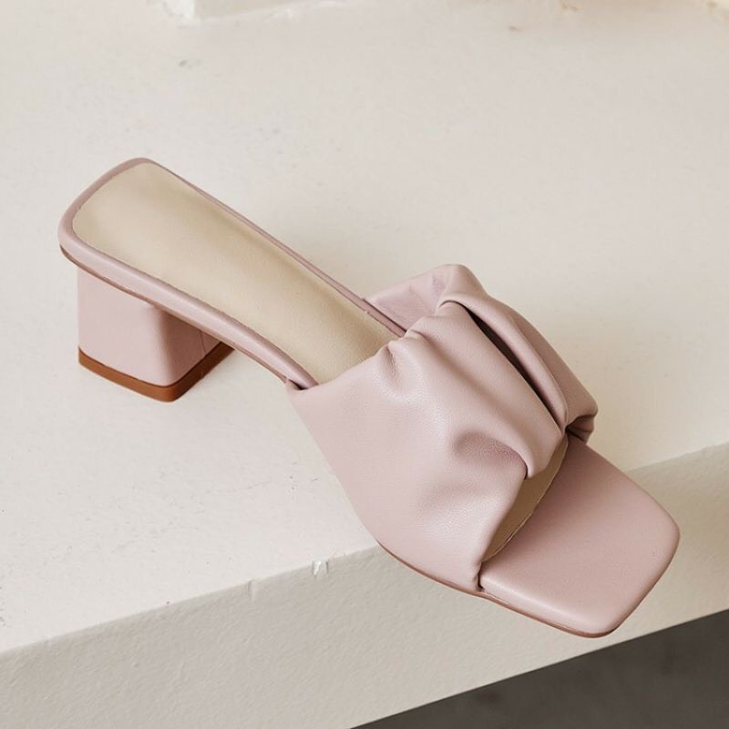 Giày Cao Gót Nữ 6P Đế Vuông Quai Nhún Hàng Có Sẵn E13