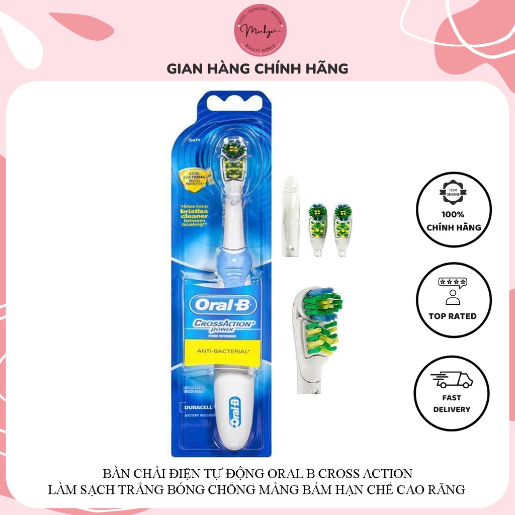 Bàn Chải Điện Oral B Cross Action Chải Sạch Răng Trắng Bóng Chống Mảng Bám Hạn Chế Cao Răng