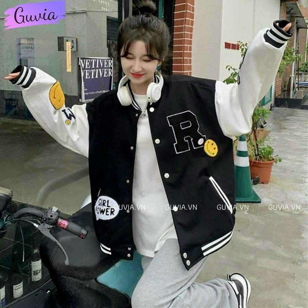 Áo khoác Bomber nữ vải gió chữ R lót gió luạ cá tính Miss girl
