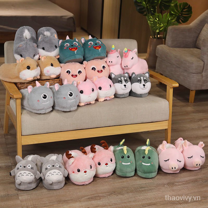 Dép Đi Trong Nhà Nhồi Bông Kiểu Dáng Hoạt Hình Ấm Áp Mùa Đông Cho Cặp Đôi