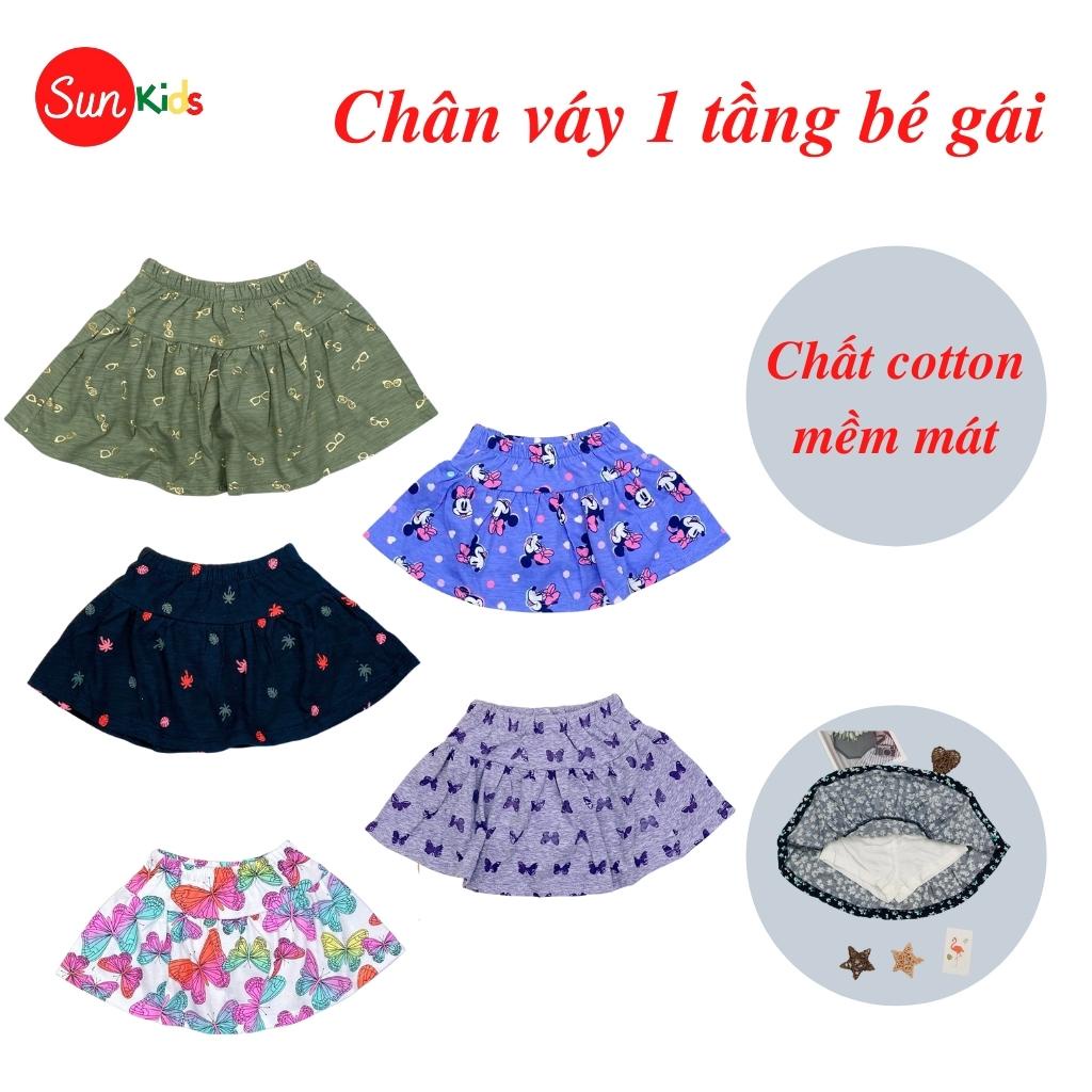 Chân váy cho bé, đầm bé gái 1 tầng, chất cotton, có quần đùi trong, size 1-5 - SUNKIDS