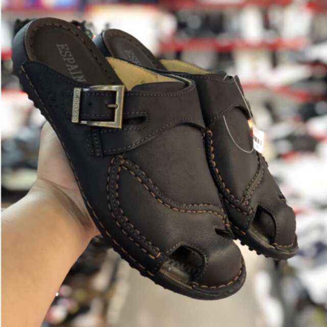 Dép nam da bò bít đầu, dép rọ da chất liệu da bò cao cấp đế cao su