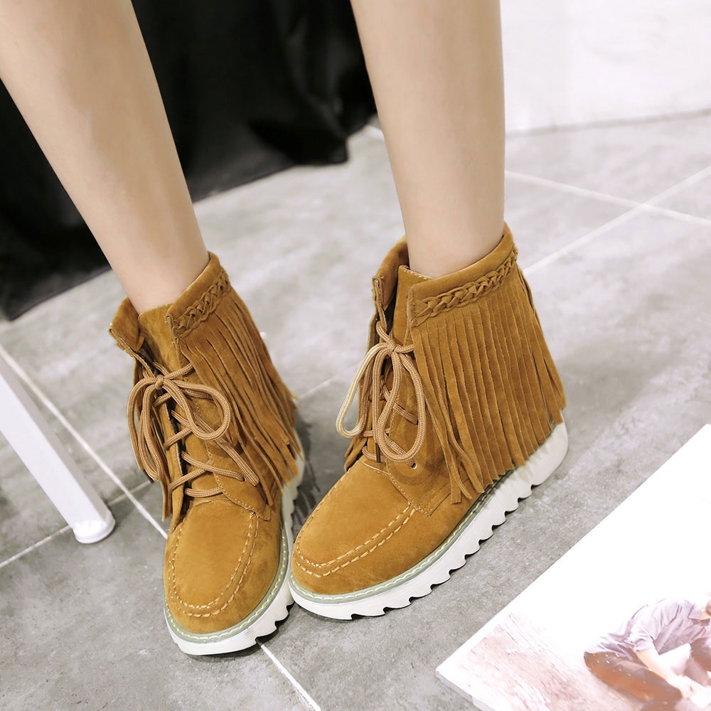 IELGY Giày Bốt Da Lộn Mũi Tròn Màu Sắc Thời Trang Cho Nữ