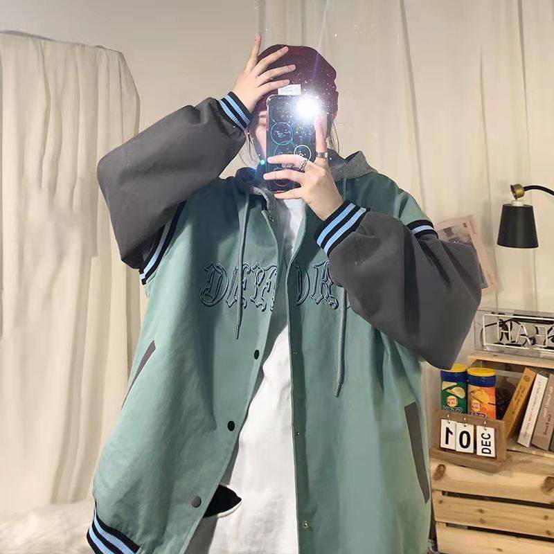 Áo Khoác Bomber XL Hai Lớp Có Mũ Trùm Đầu Mùa Xuân Hình Dơi Tương Phản Cho Nam 2021