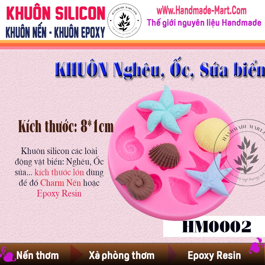 Khuôn silicon hình động vật biển dùng làm nến hay bánh kẹo dẻo - HM002