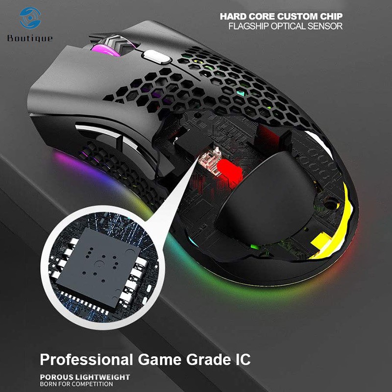 Chuột Gaming Không Dây Dạng Tổ Ong Có Đèn Led Rgb