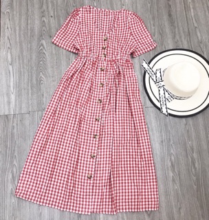 Váy maxi kẻ ô tiểu thư
