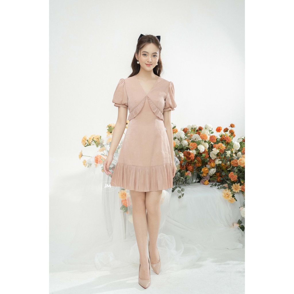 Đầm Đuôi Cá JM Cổ V Xếp Li, Buộc Nơ Sau 1S01.2112S