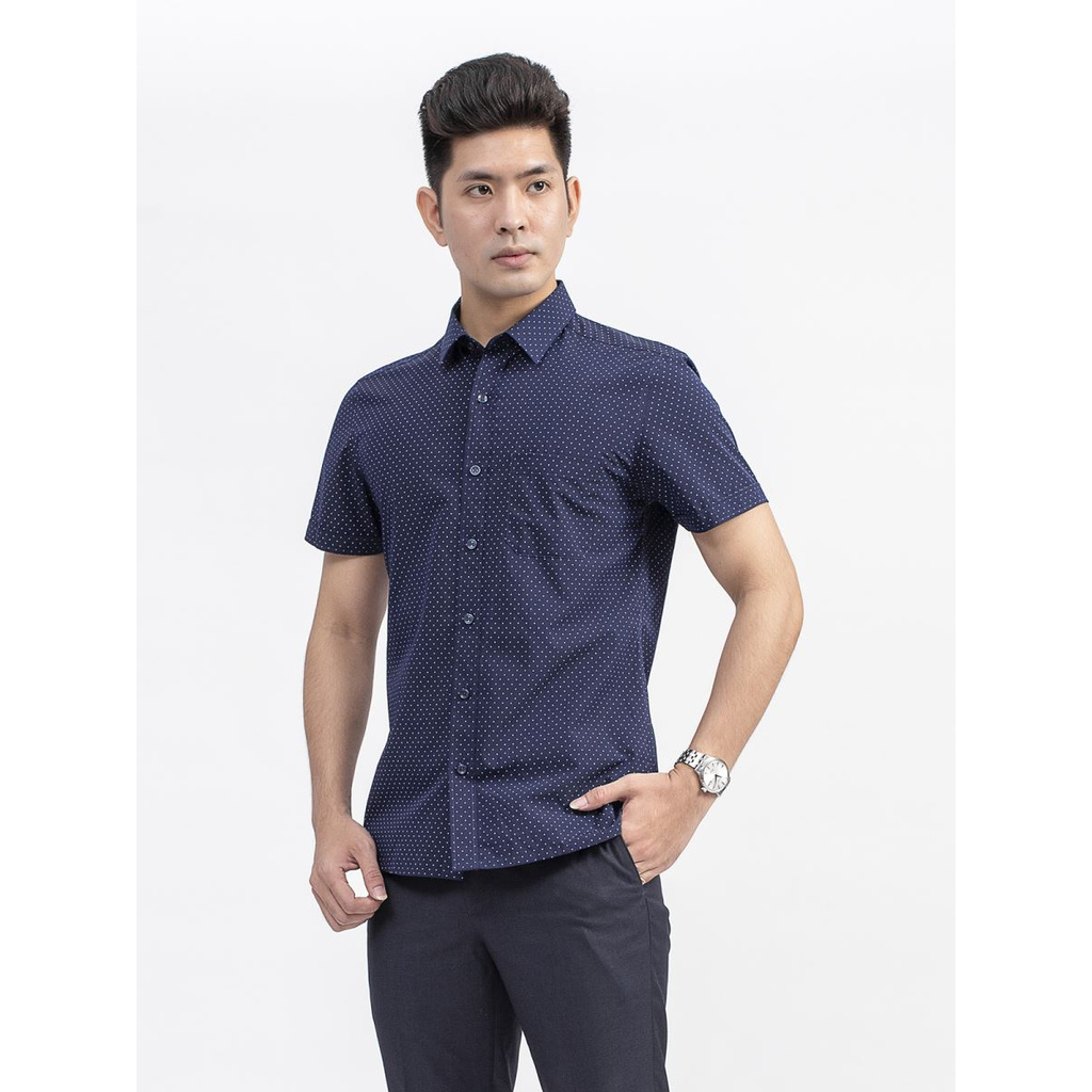 Áo Sơ Mi Nam Tay Ngắn Aristino ASS064S9 Chất Vải Sợi Tre Kiểu Dáng Regular Fit Tà Bằng Chất Liệu Sợi Tre