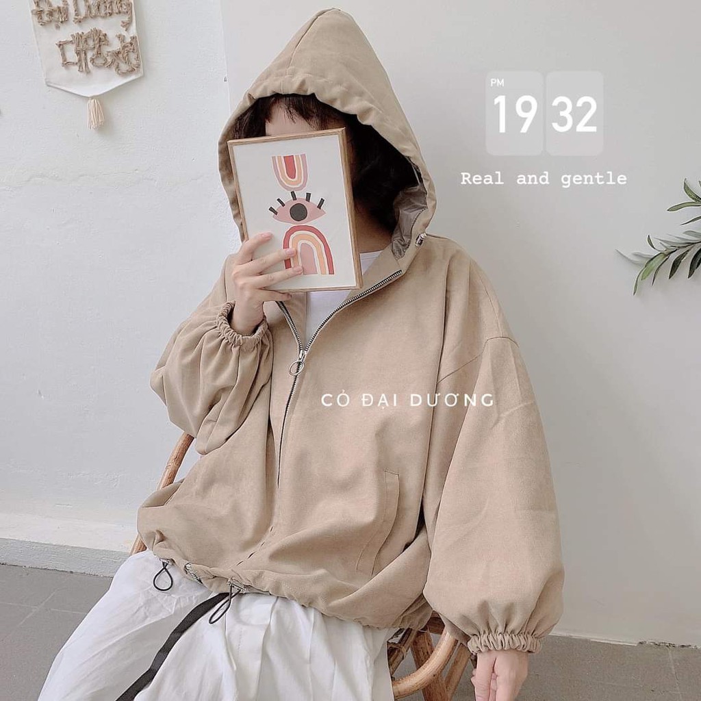 ÁO KHOÁC KAKI NỈ LÌ OVERSIZE KHÓA TRÒN TAY PHỒNG BE ĐEN NÂU - Jacket hoodie trendy Ulzzang | BigBuy360 - bigbuy360.vn