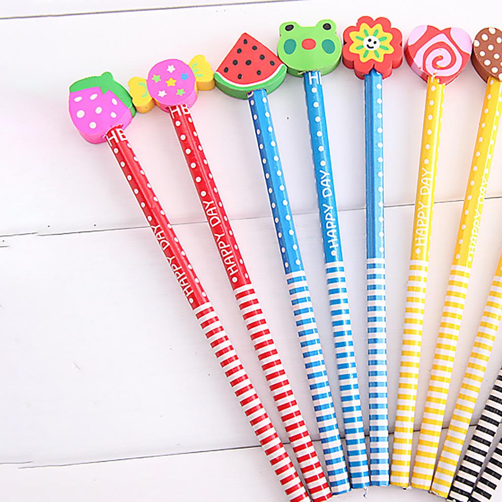 Cục Tẩy Bằng Gỗ Họa Tiết Trái Cây Hoạt Hình Nhiều Màu Sắc