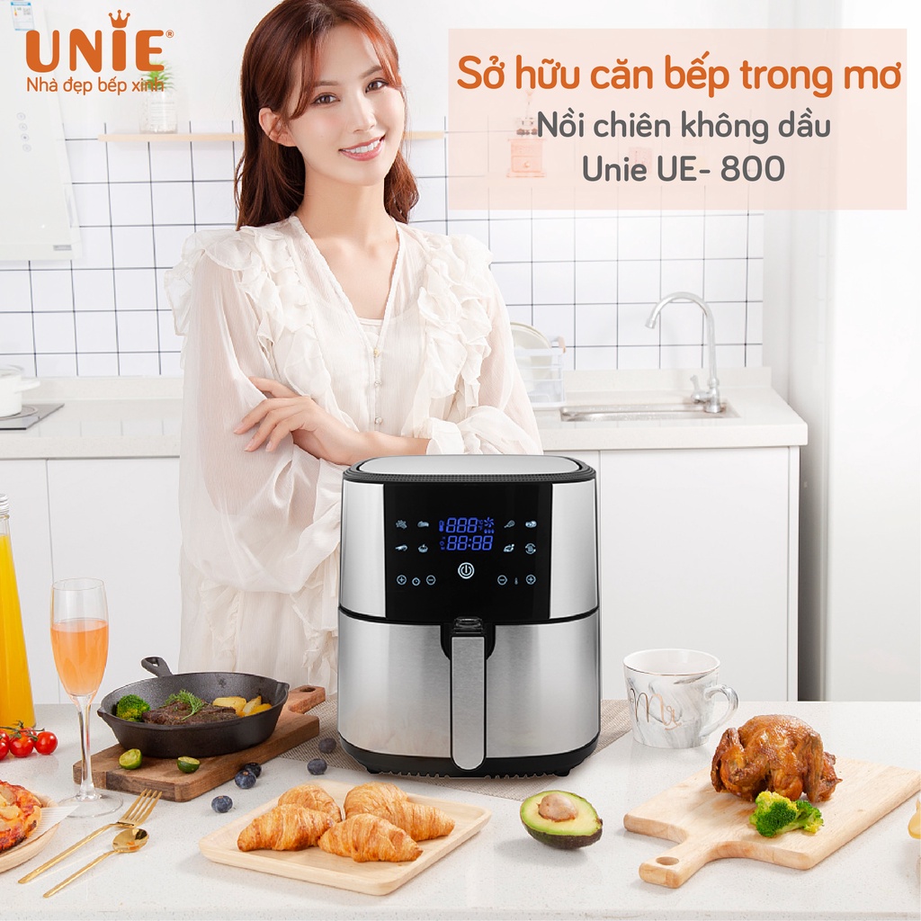 Nồi Chiên Không Dầu UNIE UE800 chính hãng, Air fryer dung tích 8L công suất 1800W bảo hành 12 tháng - Befoyo