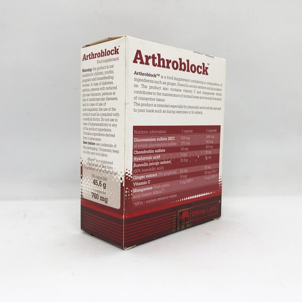 ARTHROBLOCK – Hỗ trợ giảm viêm khớp, giảm đau xương khớp, tăng dịch nhầy khớp, tái tạo sụn khớp (60 viên)