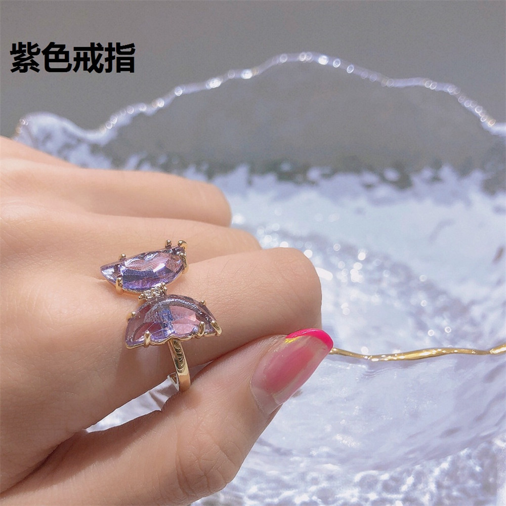 Nhẫn/Dây Chuyền Có Mặt/Khuyên Tai Hợp Kim Trang Trí Hình Bướm Đính Đá Sang Trọng Phong Cách Hàn Quốc