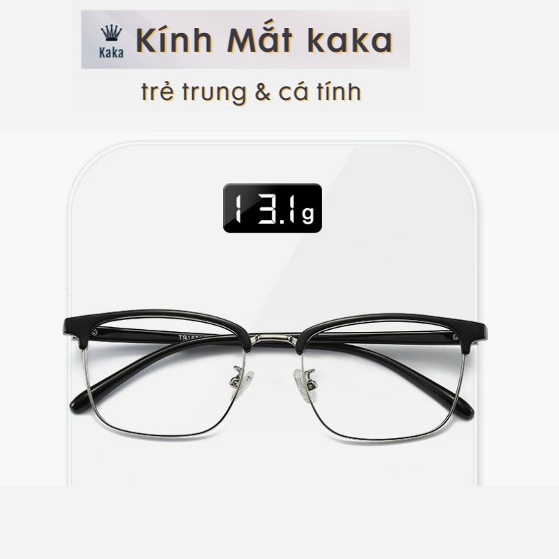 Gọng kính cận kim loại nam nữ kaka mắt vuông cơ bản dễ đeo màu sắc thời trang 03
