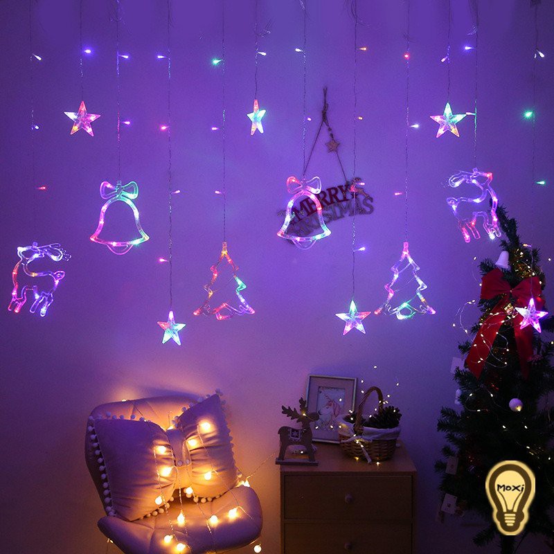 Dây Đèn LED Trang Trí Giáng Sinh ( Noel ) , Lễ Tết , Dây Đèn Chớp Nháy Hình Cây Thông/ Chuông Trang Trí/ Tuần Lộc