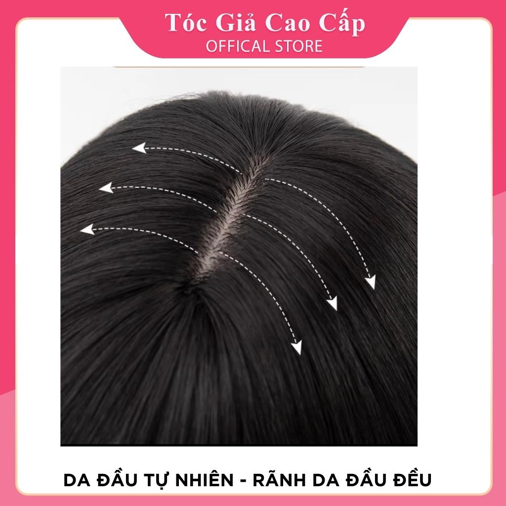 Tóc giả nữ nguyên đầu thẳng lỡ 40cm, sợi tơ cao cấp, MS1799, tặng kèm lưới trùm tóc