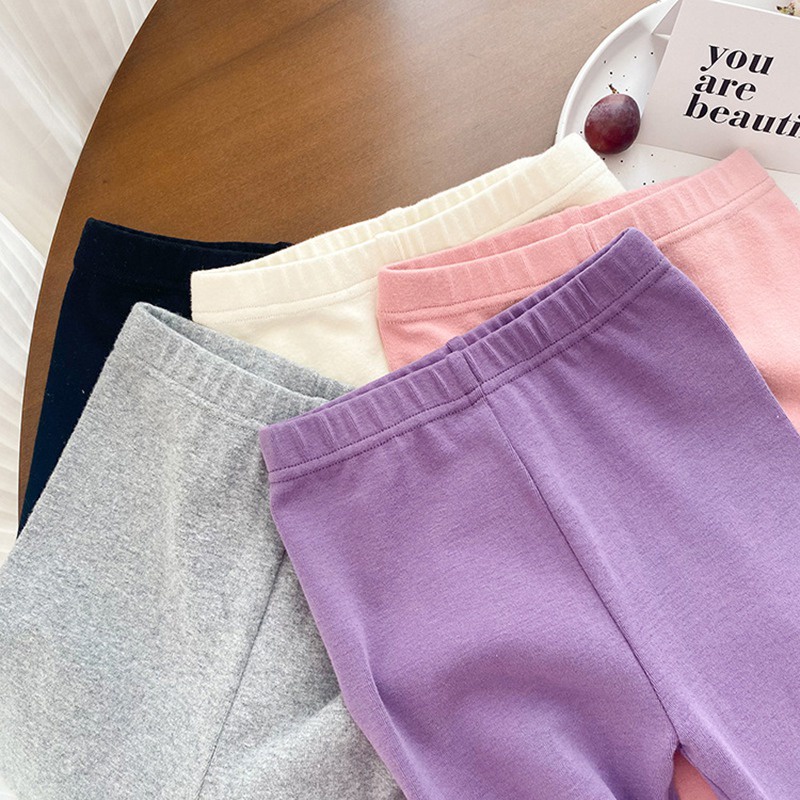 Quần Legging Cotton Len Lưng Thun Cao Dáng Ôm Xinh Xắn Cho Bé Gái