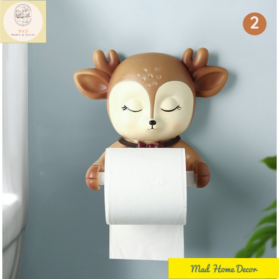 Giá đỡ cuộn giấy vệ sinh gắn tường tiện dụng hình thú ngộ nghĩnh (Hàng có sẵn)