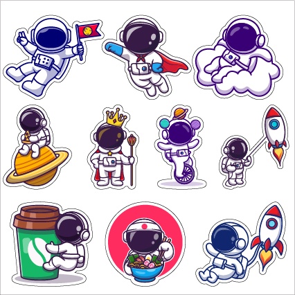 Bộ 10 Sticker ủi - Tem Ủi Nhiệt hình SPace dễ thương - Ủi áo - ủi balo - ủi nón