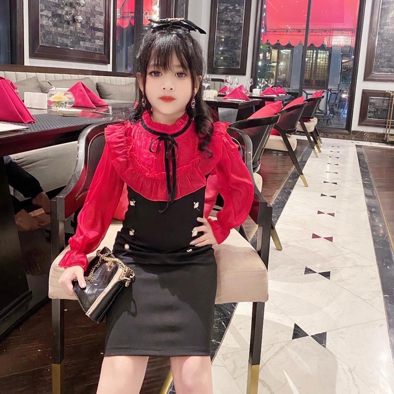 Set váy umi phối voan VN sang chảnh bé gái
