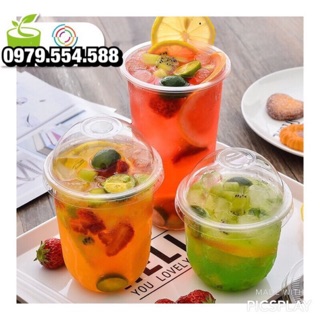 200 cốc nhựa đáy bầu, ly chữ U kèm nắp cầu