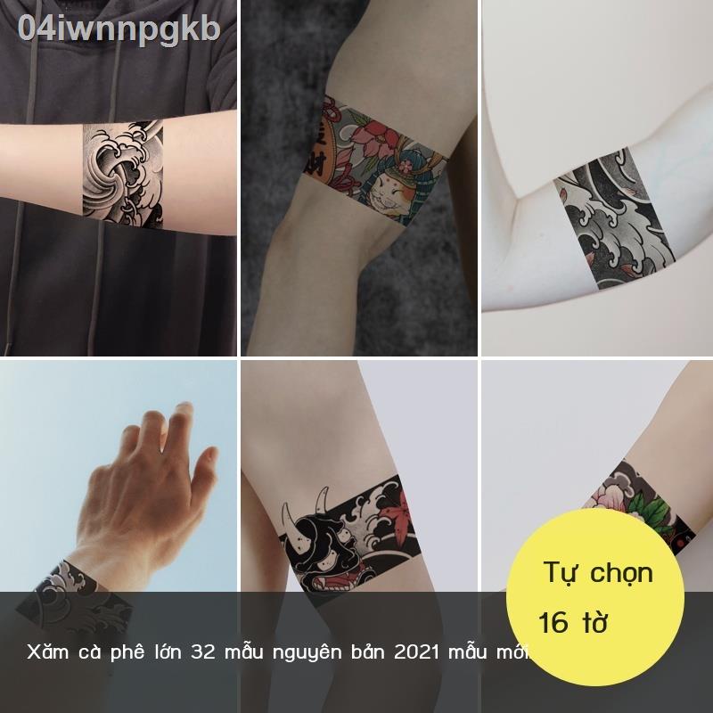 ❐▬❁Chống thấm nước lâu dài vòng tay cá tính hoa cánh tay sóng cánh tay truyền thống Nhật Bản vòng tay vòng chân hình xăm