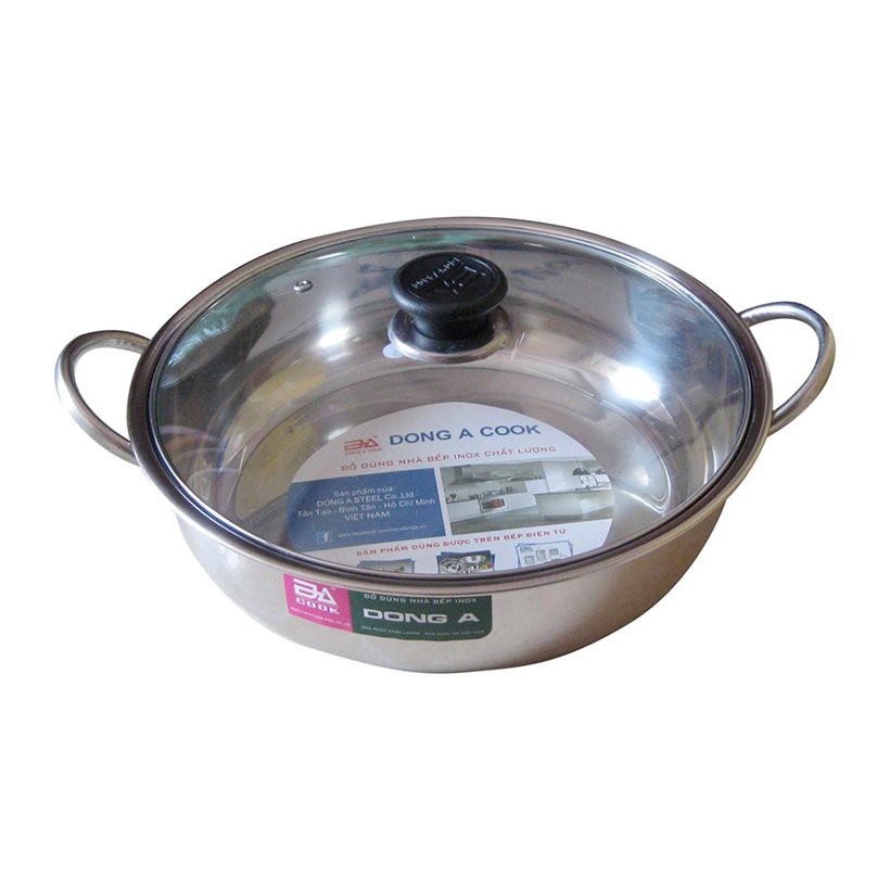 Nồi lẩu inox vung kính, dùng trên bếp từ 26 28cm