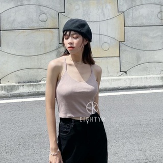 Áo hai dây thun croptop cổ tim