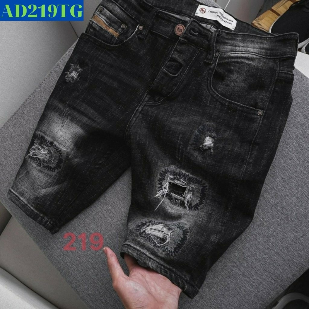 Quần Short Nam SH219TG Short Jean Nam Đen Rách Co Dãn Cao Cấp Đen Trơn Hàng Xưởng Tận Gốc Thời Trang TG (44-70KG) | BigBuy360 - bigbuy360.vn