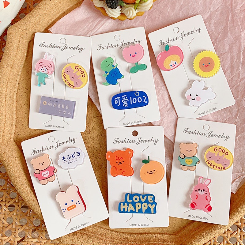 Bộ 3 huy hiệu cài áo hình hoạt hình dễ thương