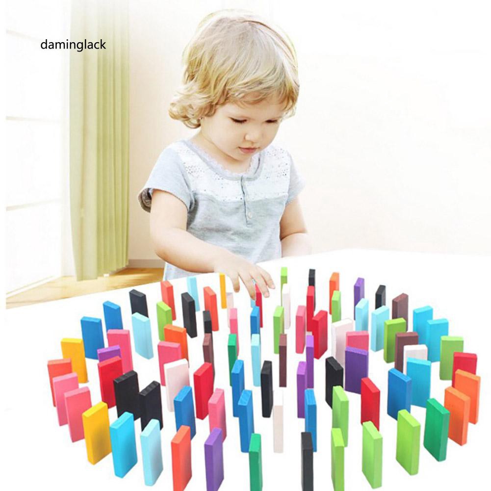 Set 120 thanh gỗ domino đồ chơi nhiều màu sắc cho trẻ em