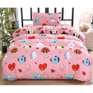 Bộ 3 món: drap, mền, vỏ gối BTS nhân vật hoạt hình