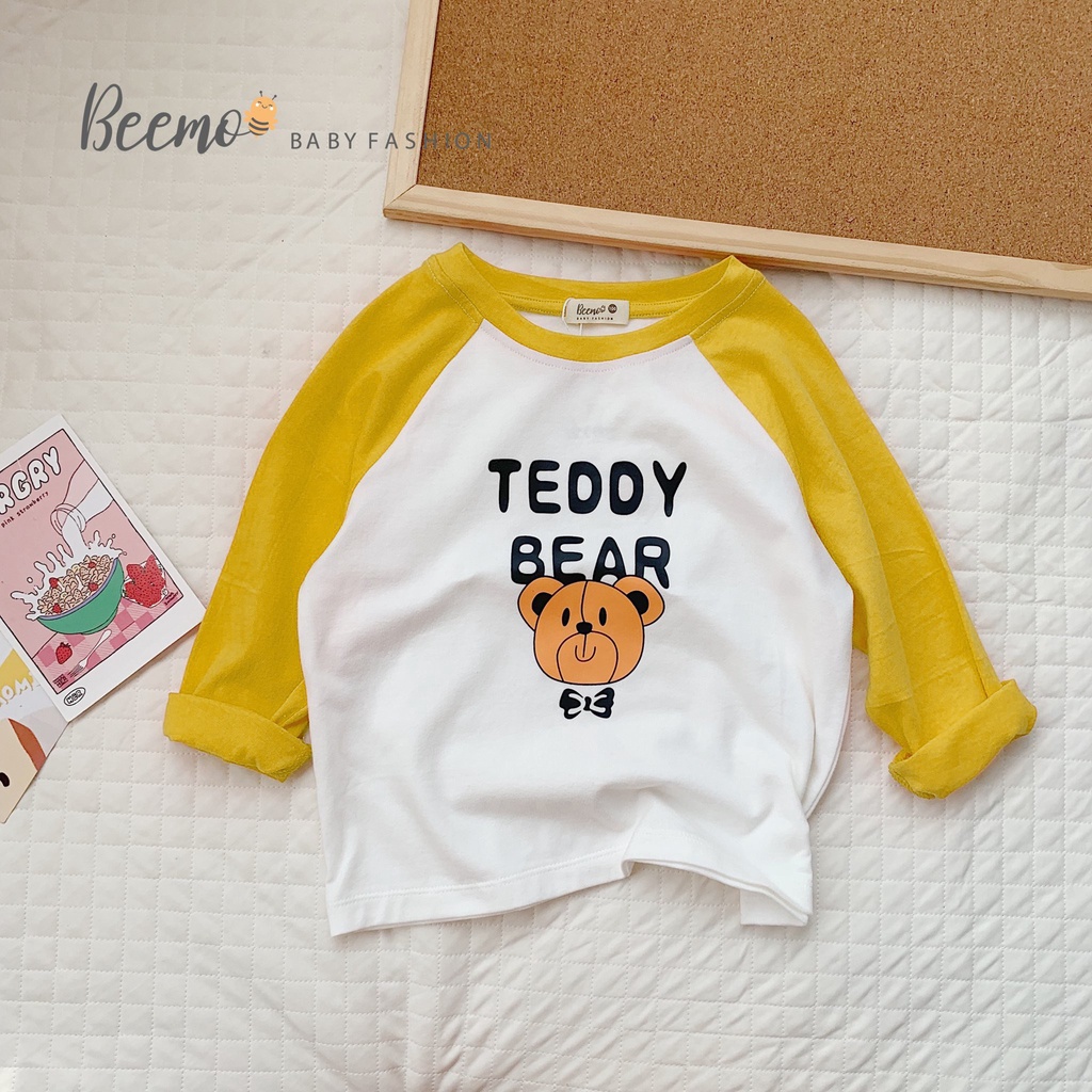 Áo phông dài tay Beemo raglan 3 màu cho bé trai, bé gái in hình dễ thương - 21A014