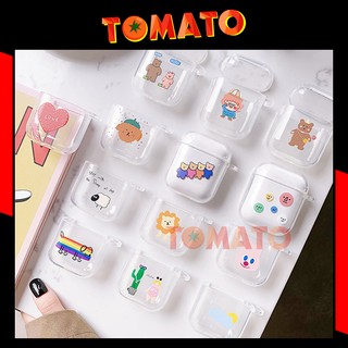 Case Airpods 1/2 silicon dẻo trong suốt nhiều hoa tiết , Vỏ bảo vệ airpods 1/2 trong suốt dễ thương - Phụ kiện Tomato