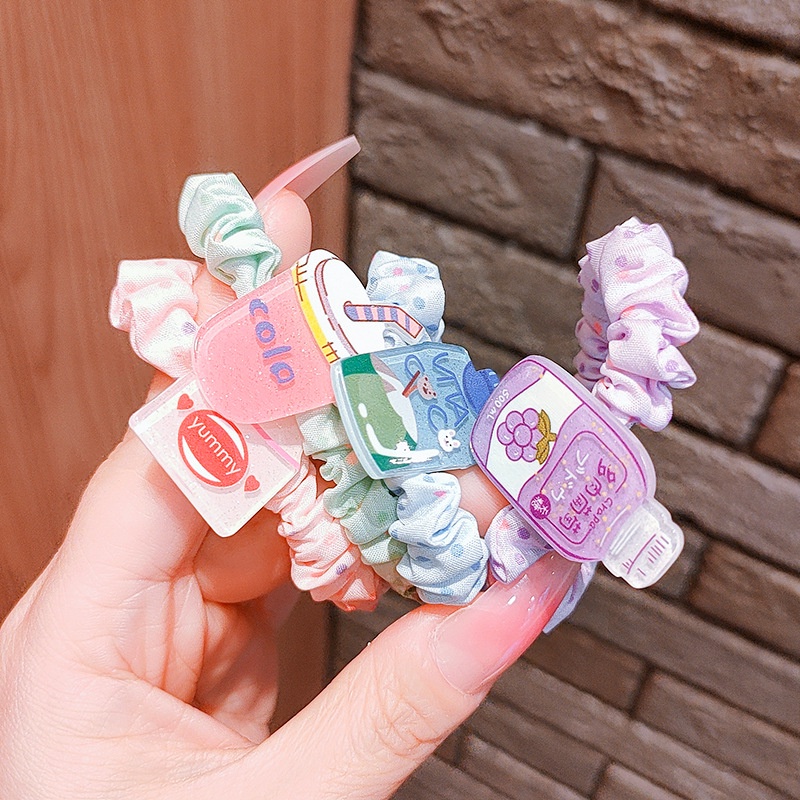 Dây Cột Tóc Co Giãn Hình Hoạt Hình Phong Cách Hàn Quốc Dễ Thương Cho Bé Gái